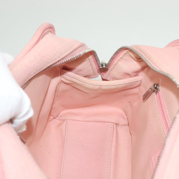 CHANEL Hand Bag Canvas Leather 2way Pink Silver CC Auth BA2930