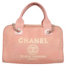 CHANEL Hand Bag Canvas Leather 2way Pink Silver CC Auth BA2930-13