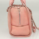 CHANEL Hand Bag Canvas Leather 2way Pink Silver CC Auth BA2930-4