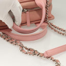 CHANEL Hand Bag Canvas Leather 2way Pink Silver CC Auth BA2930-7