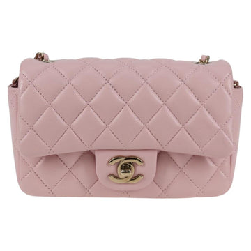 CHANEL Mini Matelasse Chain Shoulder Bag Lamb Skin Pink Gold CC Auth BA2933SM - 0