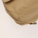 CHANEL COCO Mark Backpack Lamb Skin Beige Silver CC Auth BA2935-11
