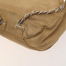 CHANEL COCO Mark Backpack Lamb Skin Beige Silver CC Auth BA2935-12