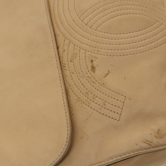 CHANEL COCO Mark Backpack Lamb Skin Beige Silver CC Auth BA2935