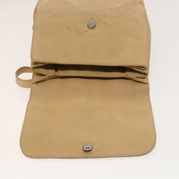 CHANEL COCO Mark Backpack Lamb Skin Beige Silver CC Auth BA2935