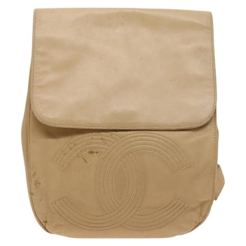CHANEL COCO Mark Backpack Lamb Skin Beige Silver CC Auth BA2935 - 0