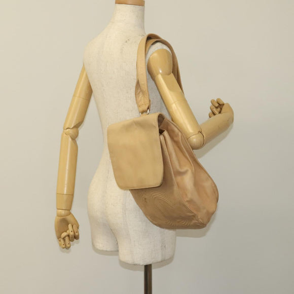 CHANEL COCO Mark Backpack Lamb Skin Beige Silver CC Auth BA2935