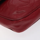 CHANEL COCO Mark Shoulder Bag Lamb Skin Red Gold CC Auth BA2939-11