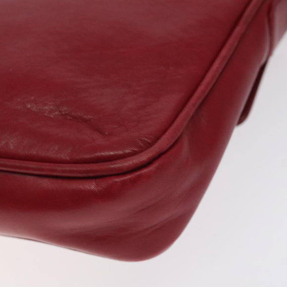 CHANEL COCO Mark Shoulder Bag Lamb Skin Red Gold CC Auth BA2939