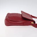 CHANEL COCO Mark Shoulder Bag Lamb Skin Red Gold CC Auth BA2939-4