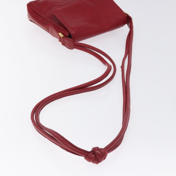 CHANEL COCO Mark Shoulder Bag Lamb Skin Red Gold CC Auth BA2939