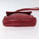 CHANEL COCO Mark Shoulder Bag Lamb Skin Red Gold CC Auth BA2939-5