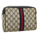 GUCCI GG Supreme Sherry Line Clutch Bag PVC Navy Gold 98 69 014 3553 Auth BA2940-1