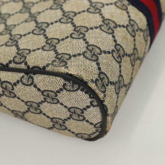 GUCCI GG Supreme Sherry Line Clutch Bag PVC Navy Gold 98 69 014 3553 Auth BA2940