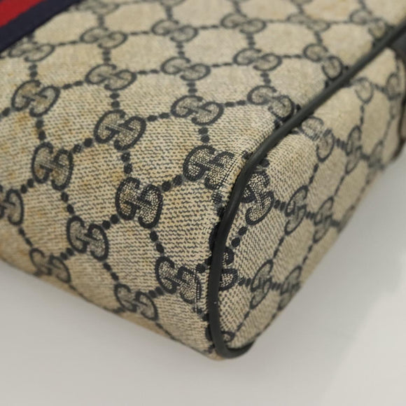 GUCCI GG Supreme Sherry Line Clutch Bag PVC Navy Gold 98 69 014 3553 Auth BA2940