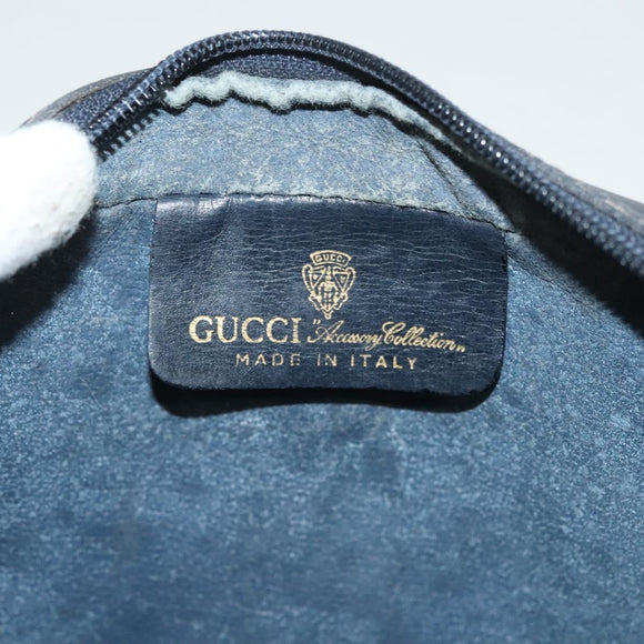 GUCCI GG Supreme Sherry Line Clutch Bag PVC Navy Gold 98 69 014 3553 Auth BA2940