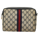 GUCCI GG Supreme Sherry Line Clutch Bag PVC Navy Gold 98 69 014 3553 Auth BA2940-2