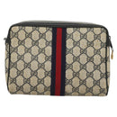GUCCI GG Supreme Sherry Line Clutch Bag PVC Navy Gold 98 69 014 3553 Auth BA2940-3