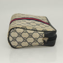 GUCCI GG Supreme Sherry Line Clutch Bag PVC Navy Gold 98 69 014 3553 Auth BA2940-4