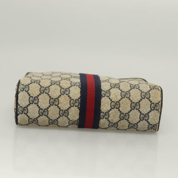 GUCCI GG Supreme Sherry Line Clutch Bag PVC Navy Gold 98 69 014 3553 Auth BA2940
