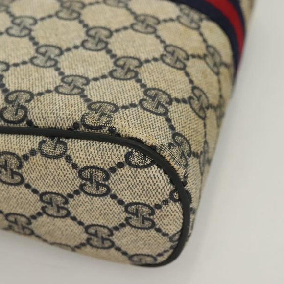 GUCCI GG Supreme Sherry Line Clutch Bag PVC Navy Gold 98 69 014 3553 Auth BA2940