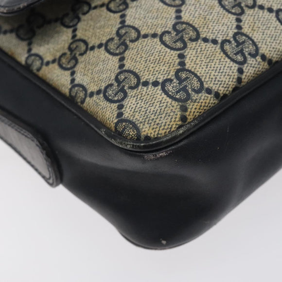 GUCCI GG Supreme Shoulder Bag PVC Navy Gold Auth BA2941