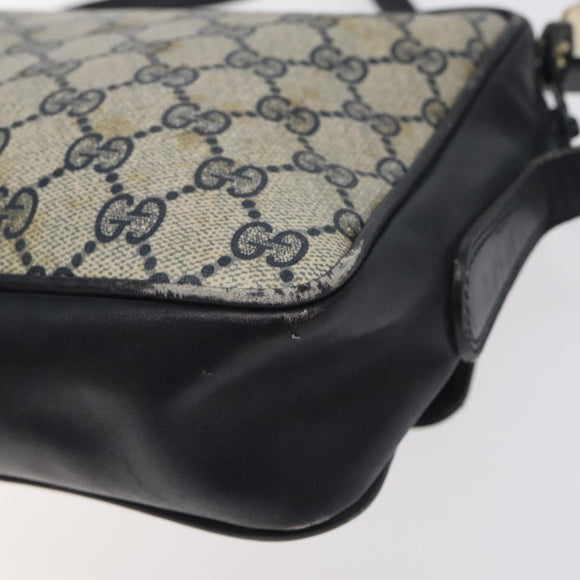 GUCCI GG Supreme Shoulder Bag PVC Navy Gold Auth BA2941