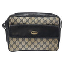 GUCCI GG Supreme Shoulder Bag PVC Navy Gold Auth BA2941-2