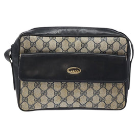 GUCCI GG Supreme Shoulder Bag PVC Navy Gold Auth BA2941 - 0