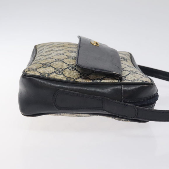 GUCCI GG Supreme Shoulder Bag PVC Navy Gold Auth BA2941
