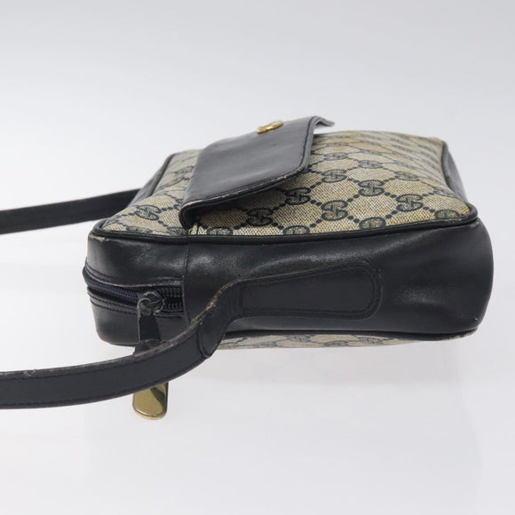 GUCCI GG Supreme Shoulder Bag PVC Navy Gold Auth BA2941