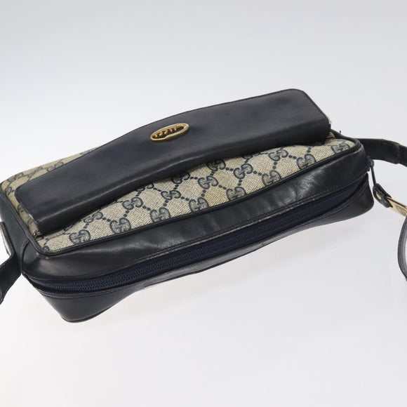 GUCCI GG Supreme Shoulder Bag PVC Navy Gold Auth BA2941