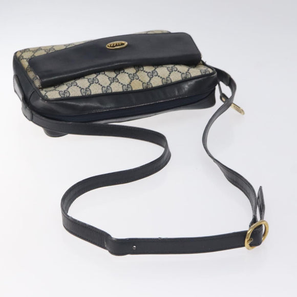 GUCCI GG Supreme Shoulder Bag PVC Navy Gold Auth BA2941