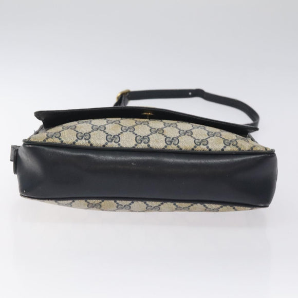 GUCCI GG Supreme Shoulder Bag PVC Navy Gold Auth BA2941