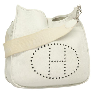 HERMES Evelyn 1 GM Shoulder Bag Togo leather White Auth BA2943