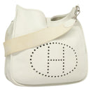 HERMES Evelyn 1 GM Shoulder Bag Togo leather White Auth BA2943SAM-1