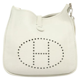 HERMES Evelyn 1 GM Shoulder Bag Togo leather White Auth BA2943 - 0