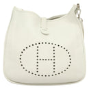 HERMES Evelyn 1 GM Shoulder Bag Togo leather White Auth BA2943SAM-13