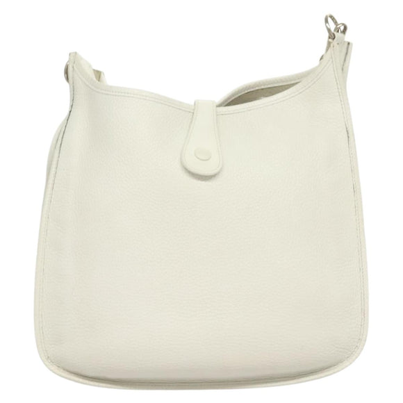 HERMES Evelyn 1 GM Shoulder Bag Togo leather White Auth BA2943