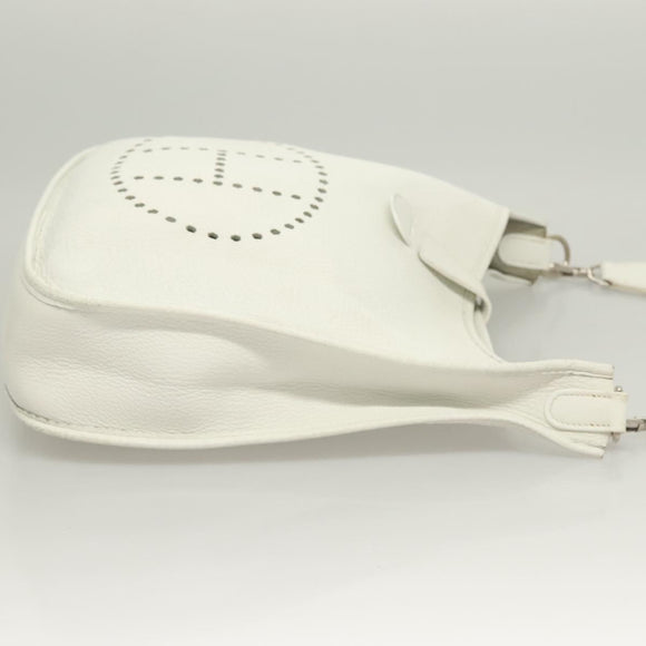HERMES Evelyn 1 GM Shoulder Bag Togo leather White Auth BA2943