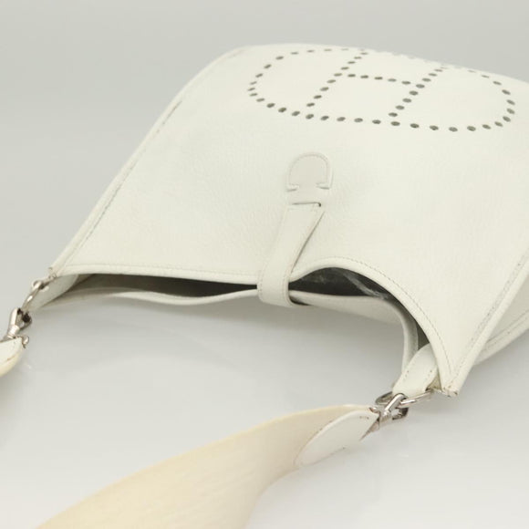 HERMES Evelyn 1 GM Shoulder Bag Togo leather White Auth BA2943