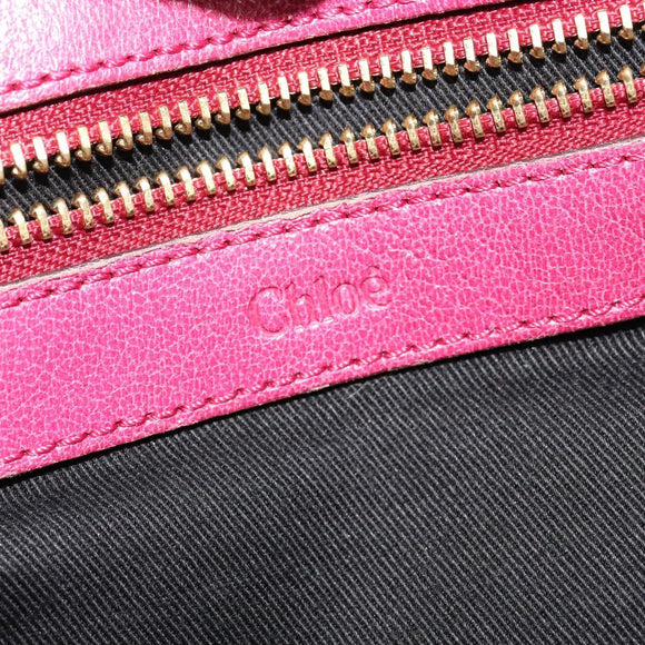 Chloe Etel Hand Bag Leather 2way Pink Gold Auth BA2946
