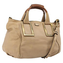 Chloe Etel Hand Bag Leather 2way Pink Gold Auth BA2946-1