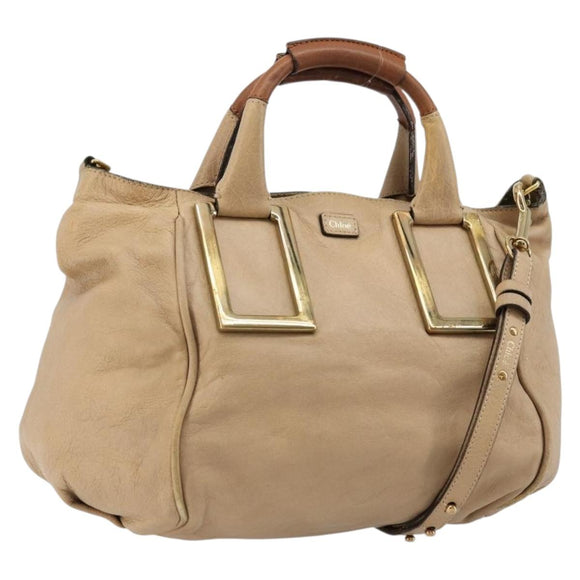 Chloe Etel Hand Bag Leather 2way Pink Gold Auth BA2946