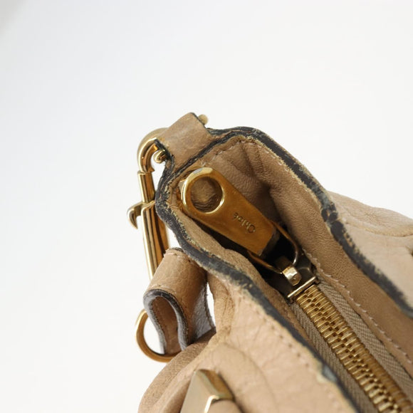 Chloe Etel Hand Bag Leather 2way Pink Gold Auth BA2946
