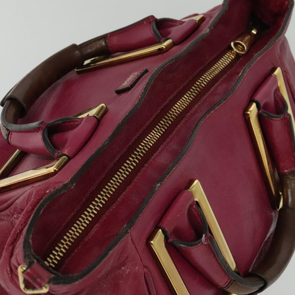 Chloe Etel Hand Bag Leather 2way Pink Gold Auth BA2946