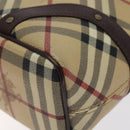 BURBERRY Nova Check Hand Bag PVC Beige Auth BA2958-9