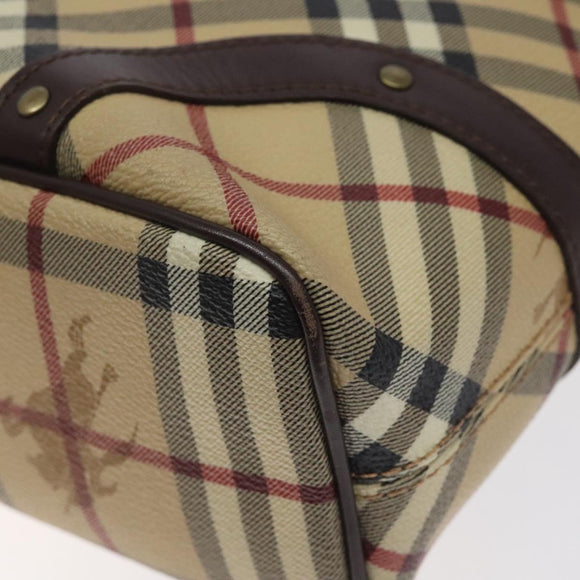 BURBERRY Nova Check Hand Bag PVC Beige Auth BA2958