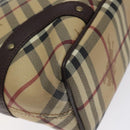 BURBERRY Nova Check Hand Bag PVC Beige Auth BA2958-16