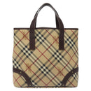BURBERRY Nova Check Hand Bag PVC Beige Auth BA2958-13